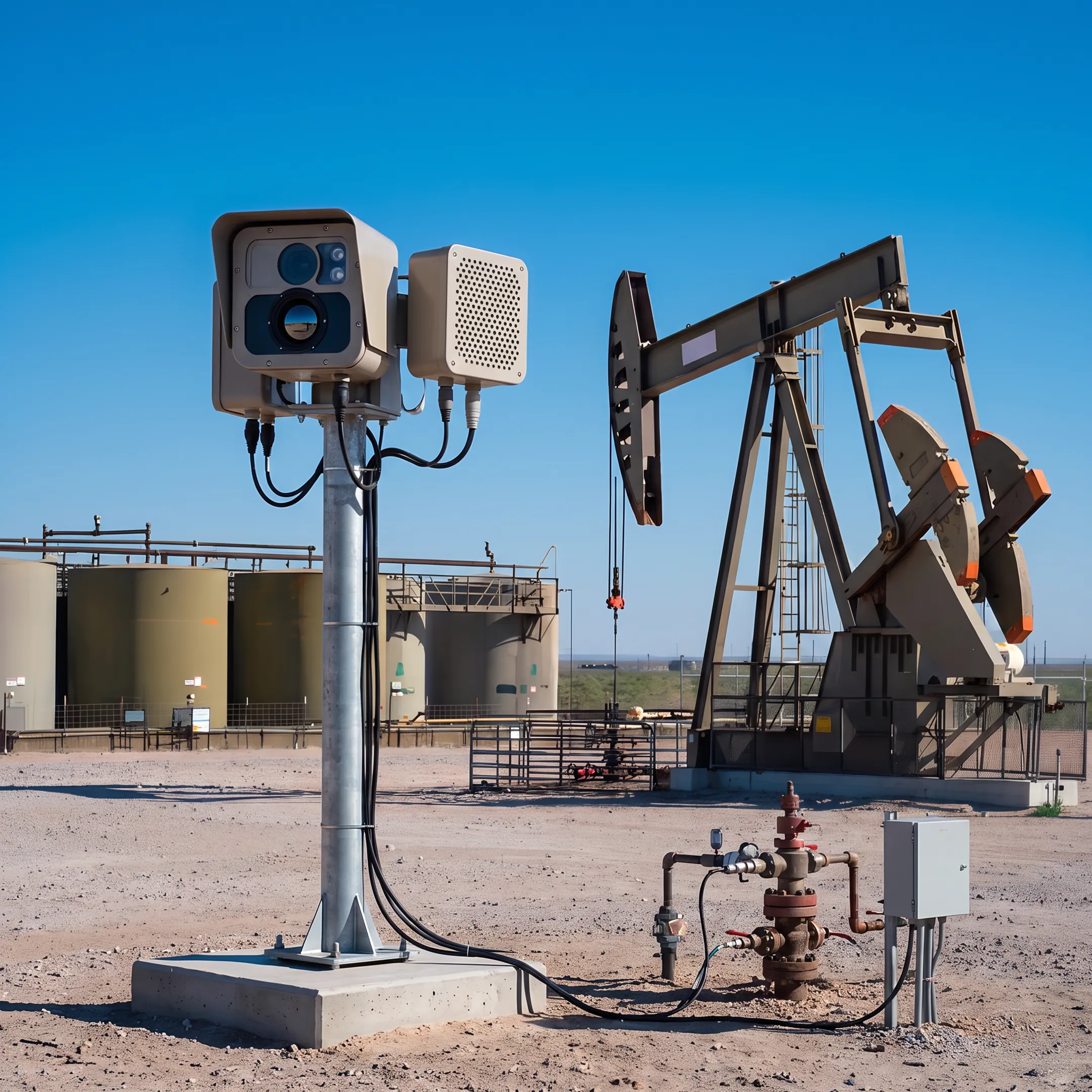 AI methane monitoring equipment at a remote wellsite