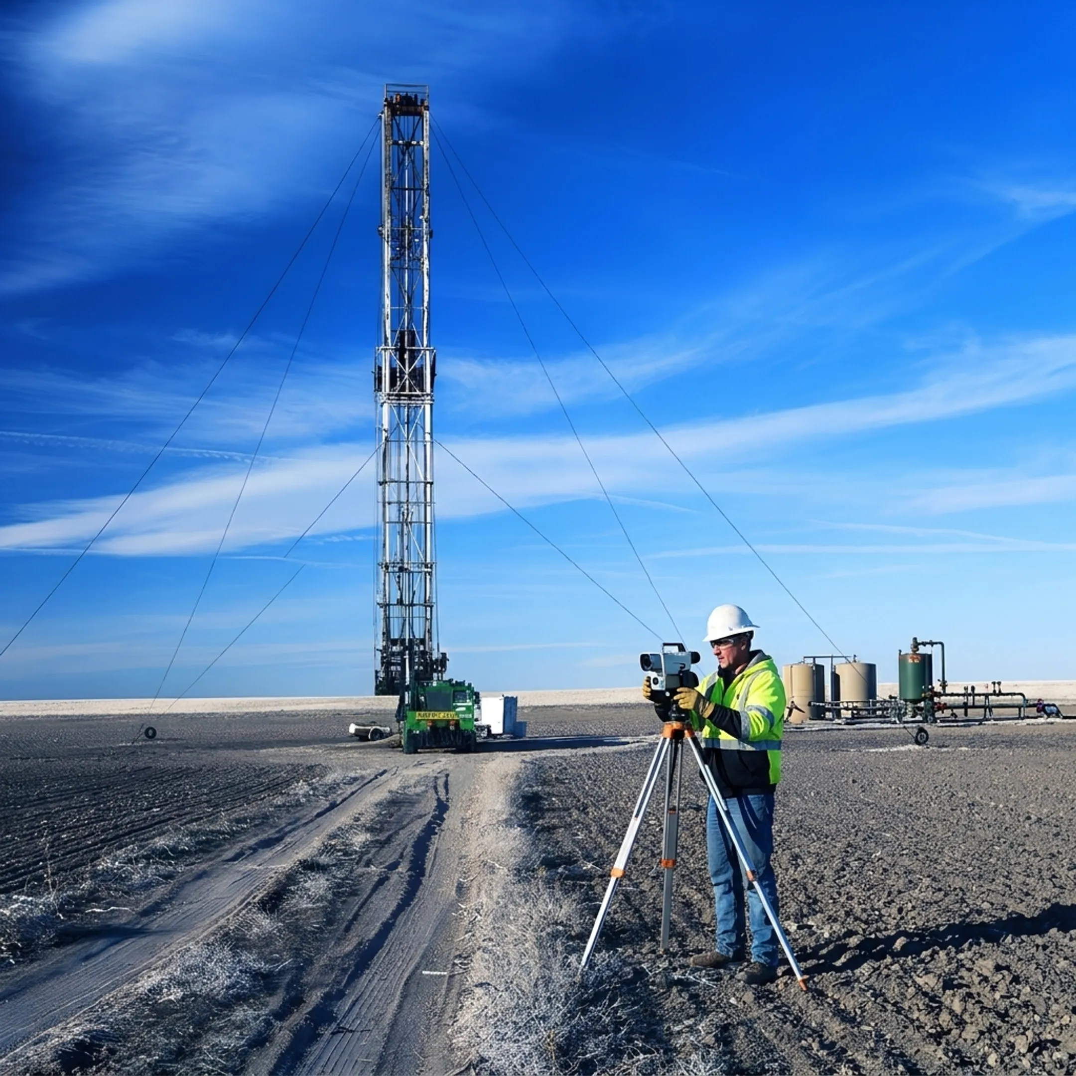 Technician configuring remote methane monitoring equipment