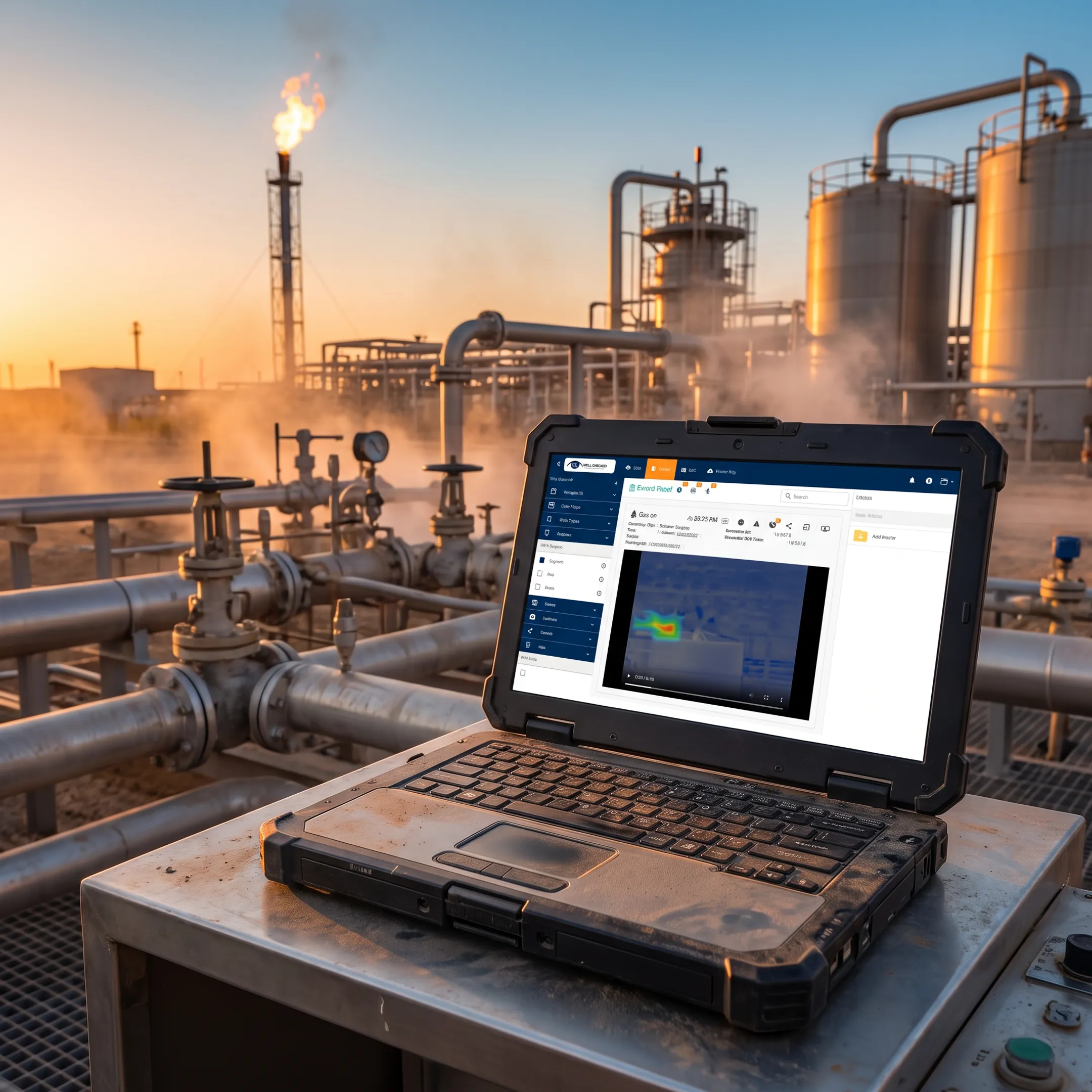 Engineer reviewing validated methane monitoring data