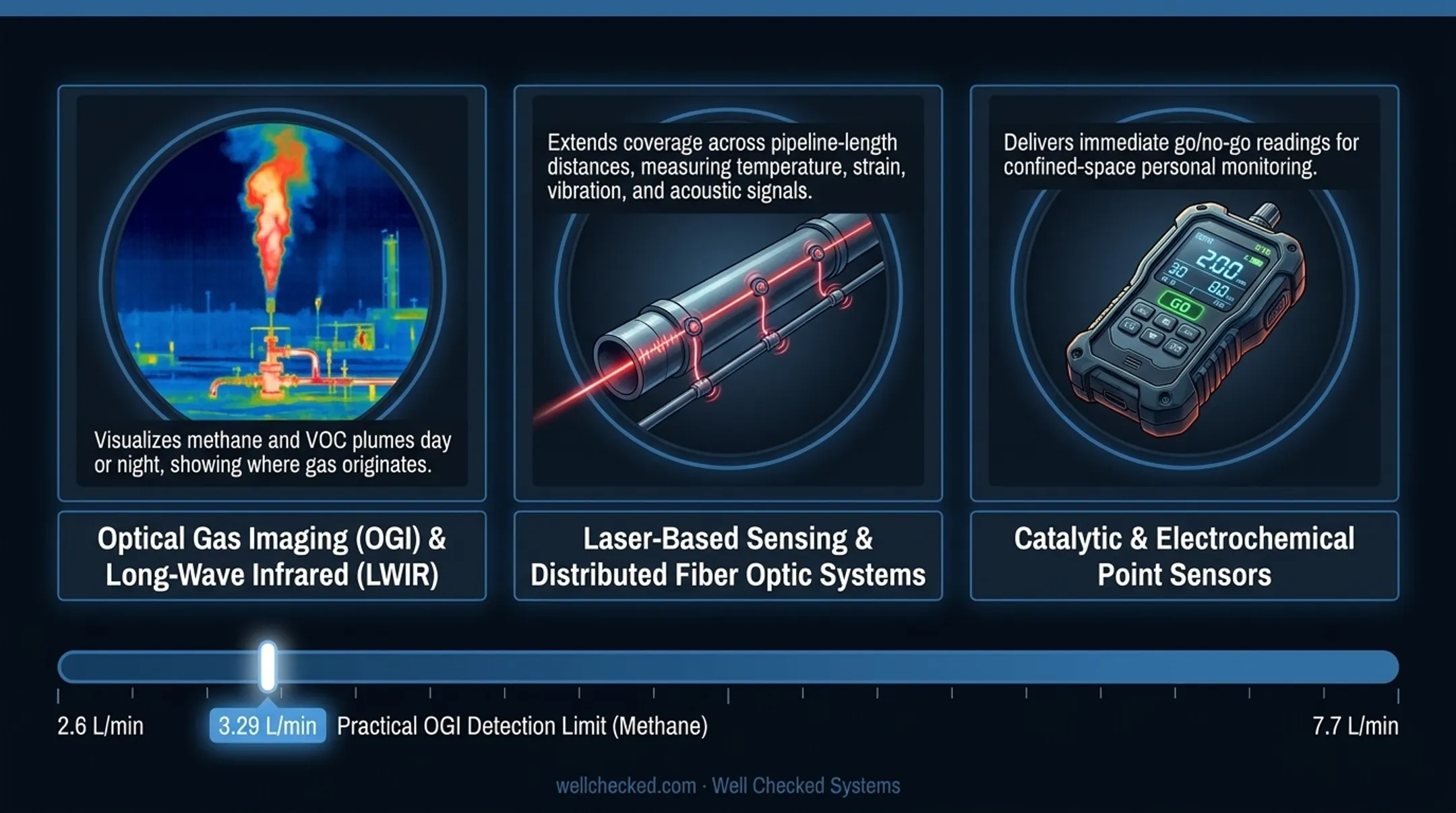 Comparison of gas leak detection technologies and use cases