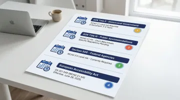 Infographic showing WCAG compliance standards and the ADA regulatory timeline for web accessibility