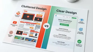 Infographic showing visual clutter UX failures