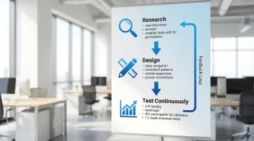 Infographic showing UX research and testing methodology