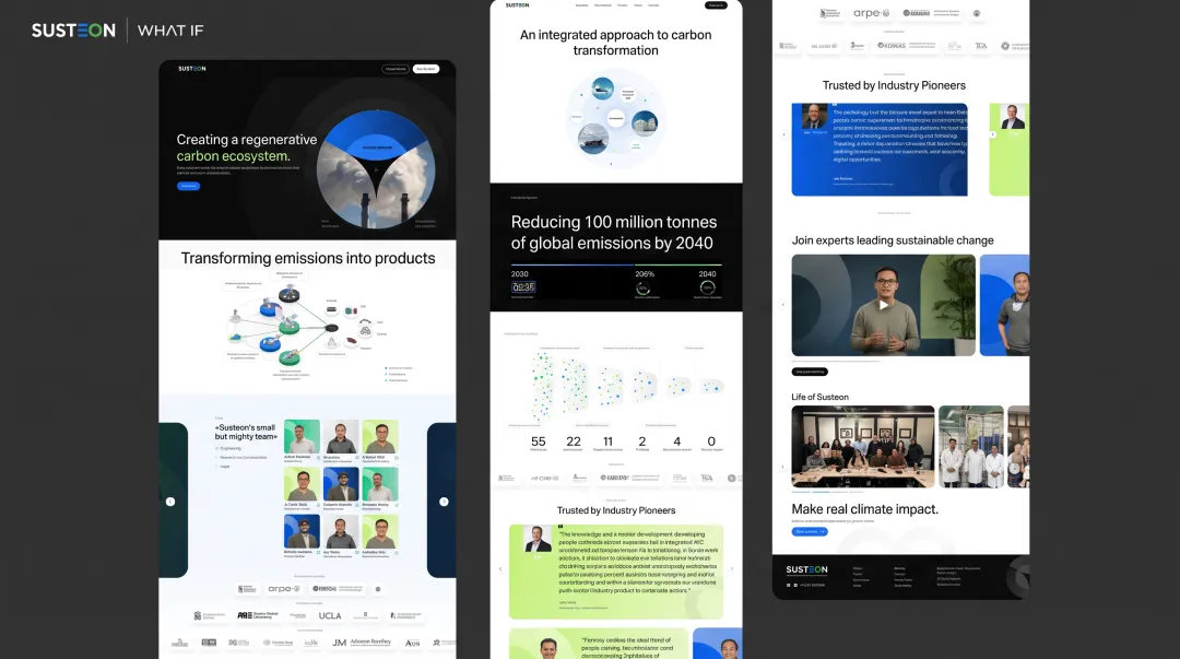 Susteon climate tech website redesign showcasing brand storytelling and messaging