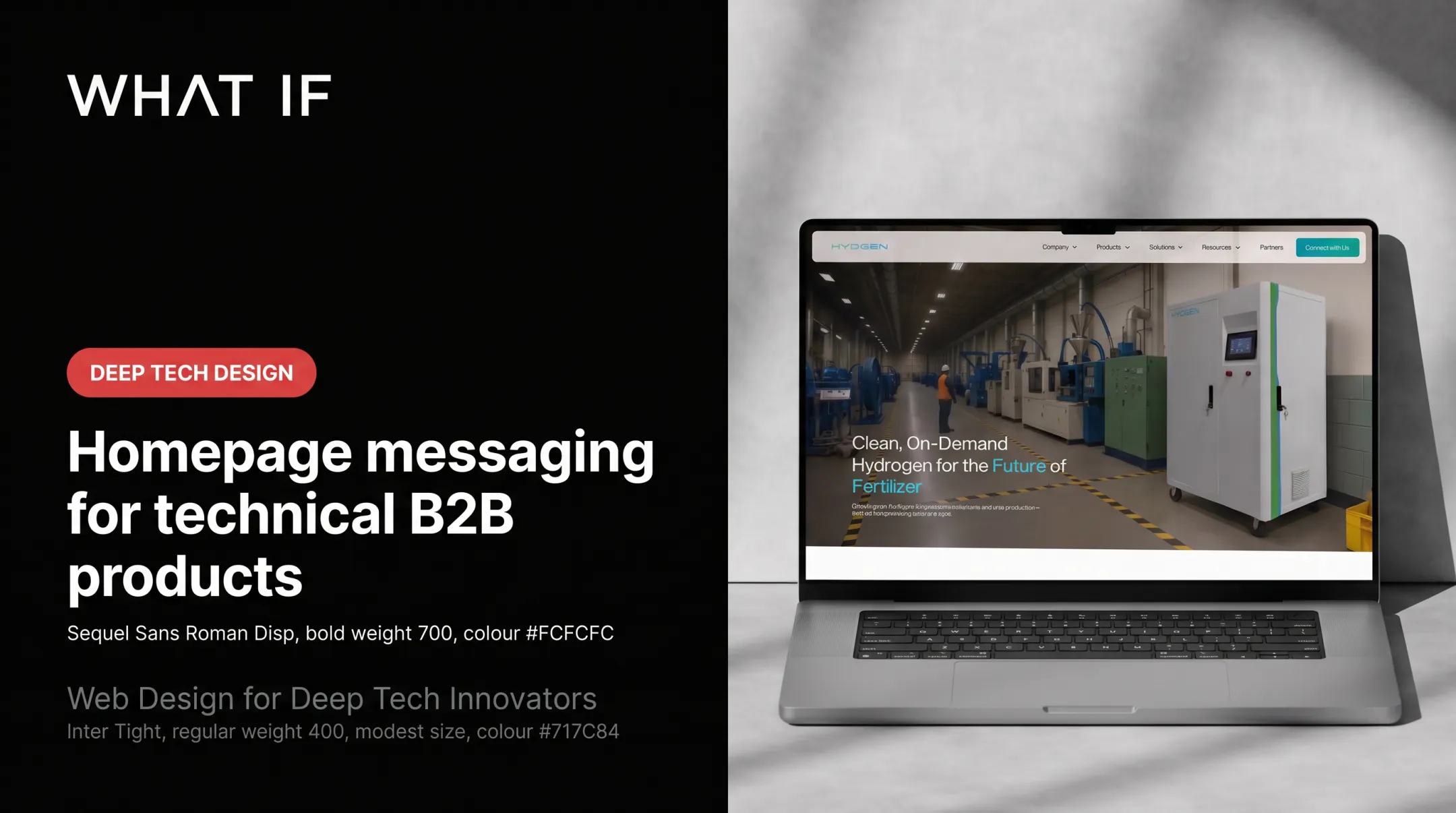 Homepage messaging for technical B2B products