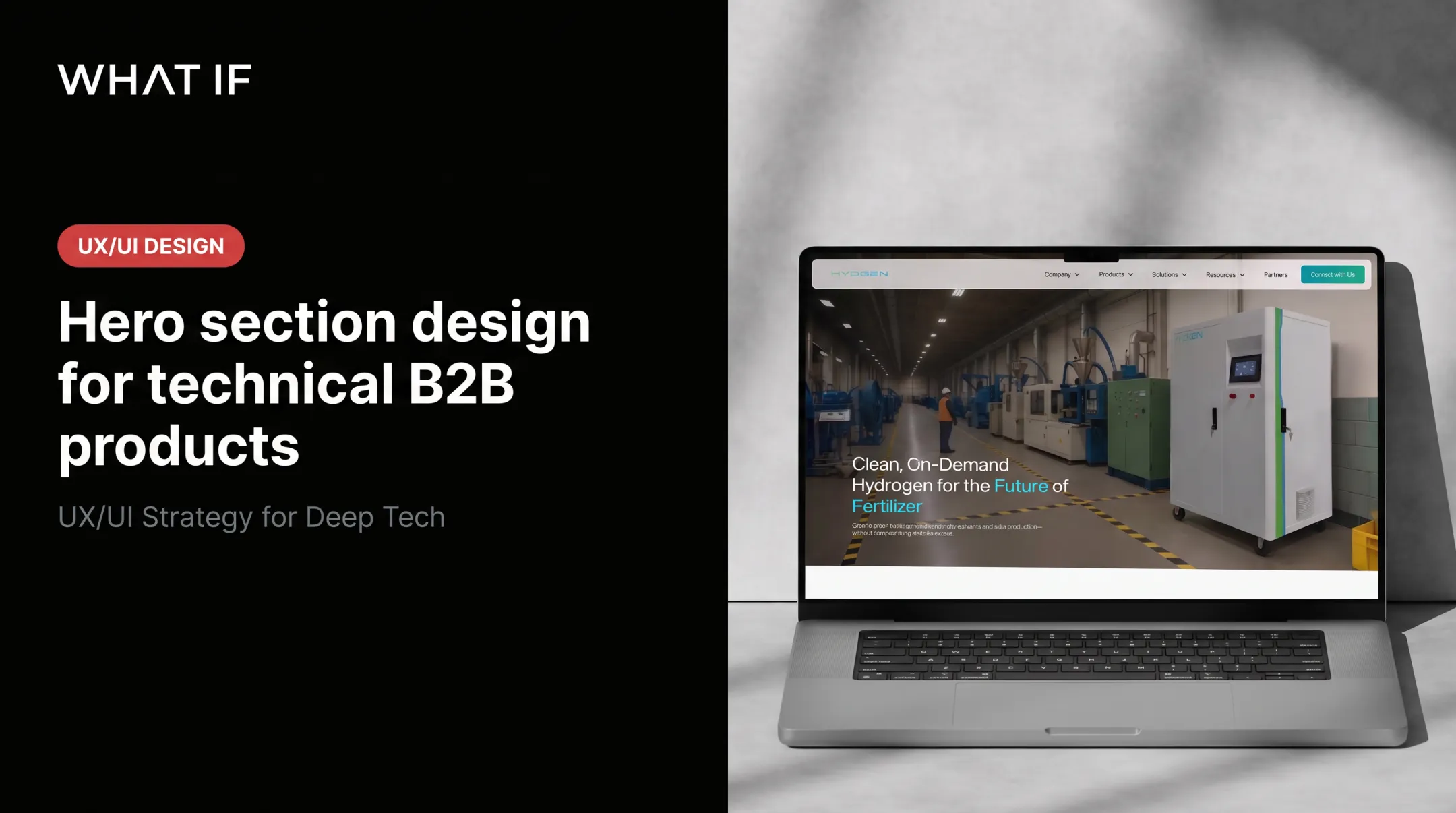 Hero section design for technical B2B products