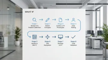Infographic showing the eight-step UX prototyping process from research through final validation