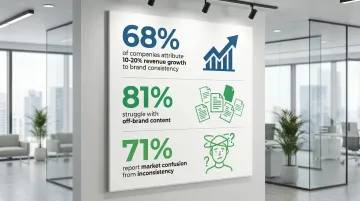 Infographic showing brand consistency statistics for distributed teams