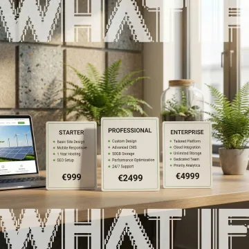 Clean tech pricing structure visualization with service tiers