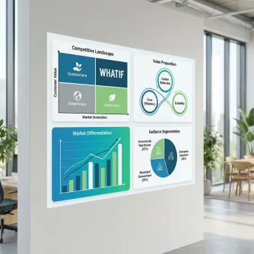 Market positioning framework with competitive analysis and value proposition strategy