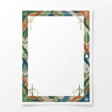 Climate change themed border design templates with environmental graphics and sustainability elements