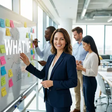 Strategic team workshop with sticky notes on whiteboard mapping customer value proposition