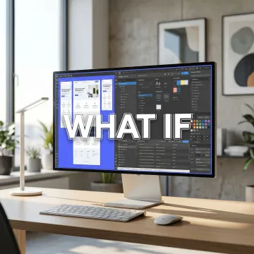 Professional Webflow developer working on responsive website design with laptop displaying Webflow interface and design elements