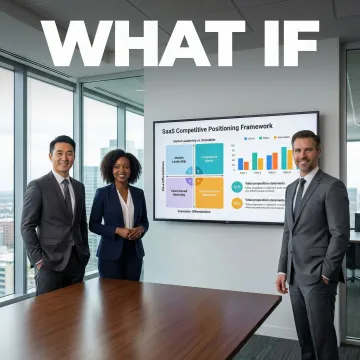 Enterprise buyer reviewing SaaS positioning strategy on digital display