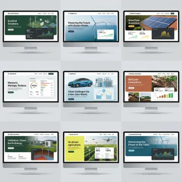 Modern cleantech website designs showcasing renewable energy and sustainability Adoption