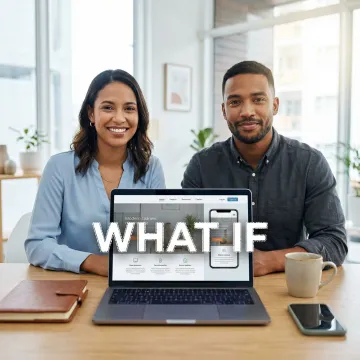 Small business team collaborating on website design project with designer