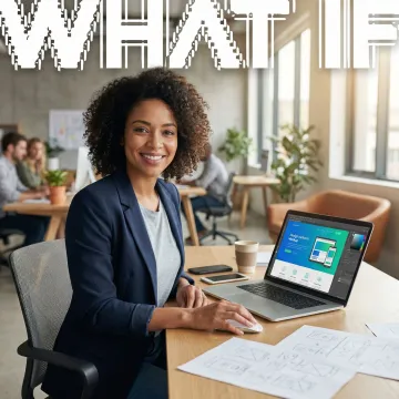 Professional web designer collaborating on laptop showing modern website interface