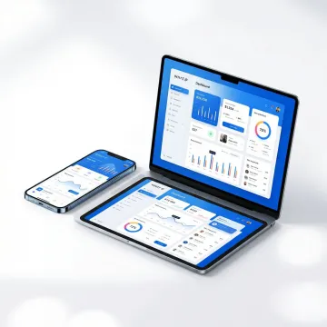 Modern UI design mockups showing mobile and desktop interfaces