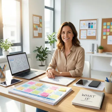 UX designer collaborating on user research insights and wireframes