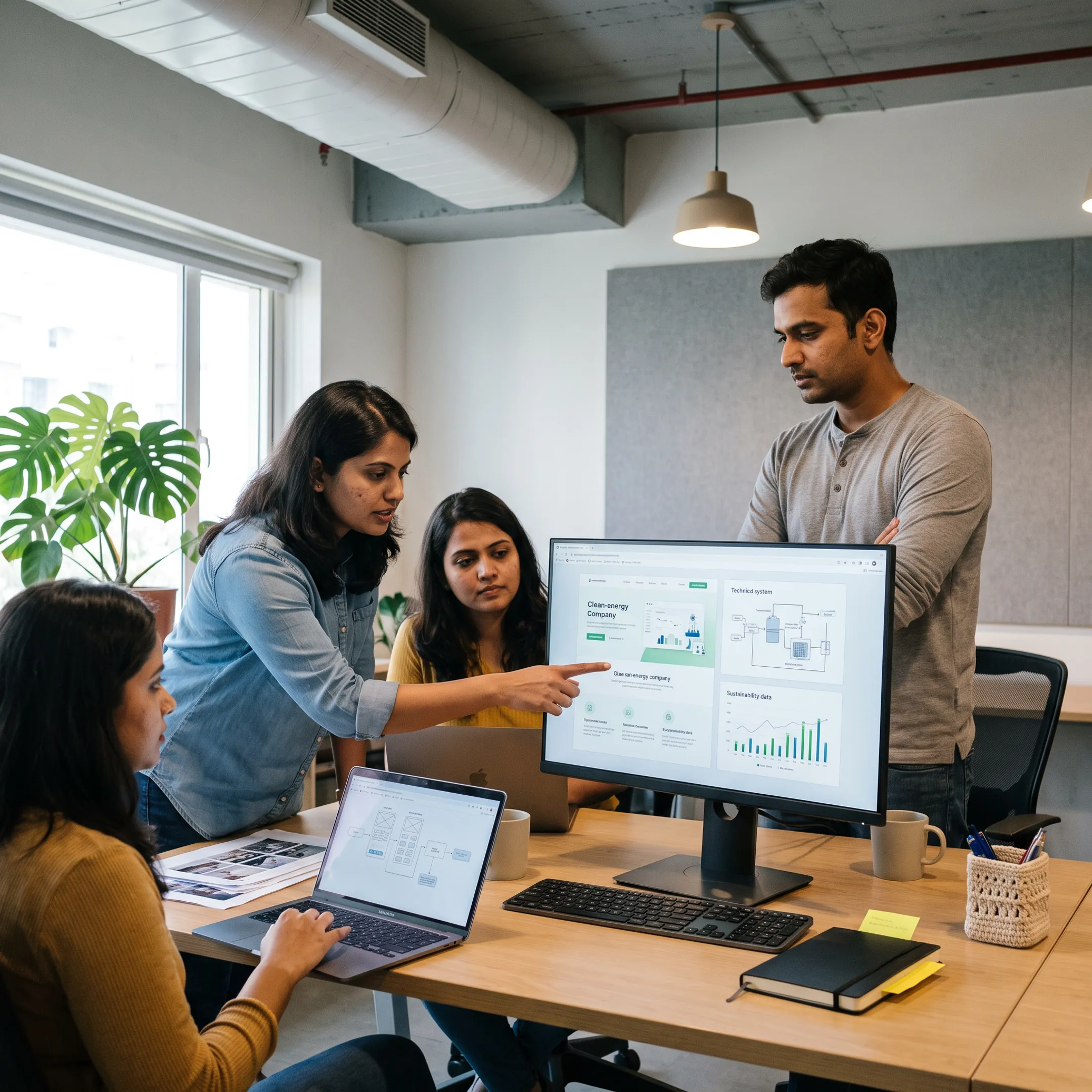 Climate tech designers collaborating on a digital product strategy in a San Francisco studio