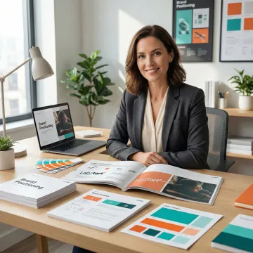 Professional brand developer working on brand strategy and visual identity design materials