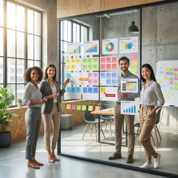 Strategic brand positioning workshop session with stakeholders collaborating on value proposition frameworks