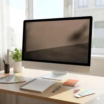 Brand identity system showcase with logo applications, color palettes, and marketing materials