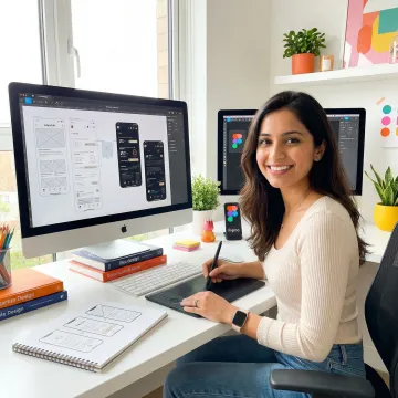 Designer creating mobile app interface wireframes on digital tablet