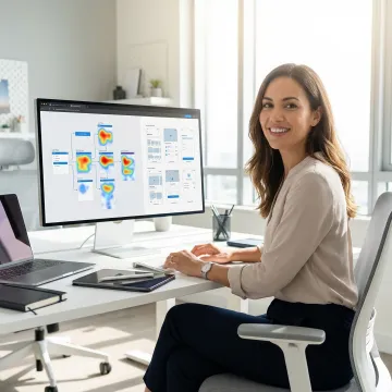 User experience designer reviewing interface prototypes with analytics data