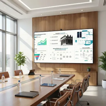 Designer presenting UI/UX strategy with analytics dashboard and user flow diagrams