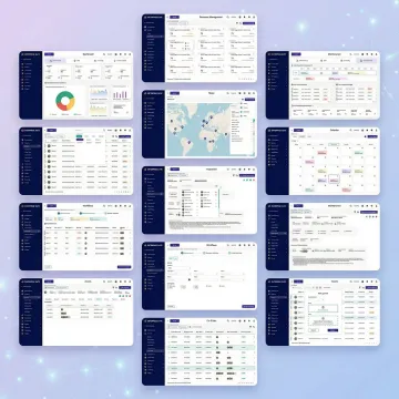 B2B technology user interface designs showing dashboard analytics and enterprise software screens