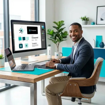 Professional graphic designer working on custom brand identity and visual design system