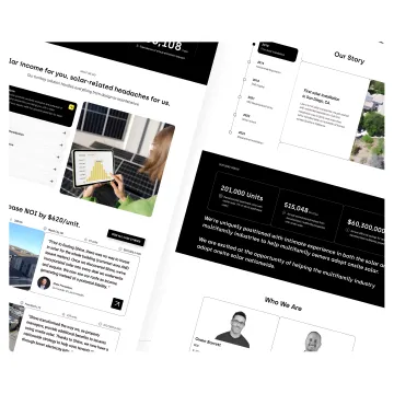 Climate tech website designs and brand materials on digital screens
