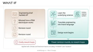 Design and strategy team reviewing technical hard-tech product documentation
