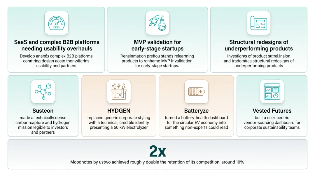 What if Design climate-tech portfolio showing carbon capture and hydrogen projects