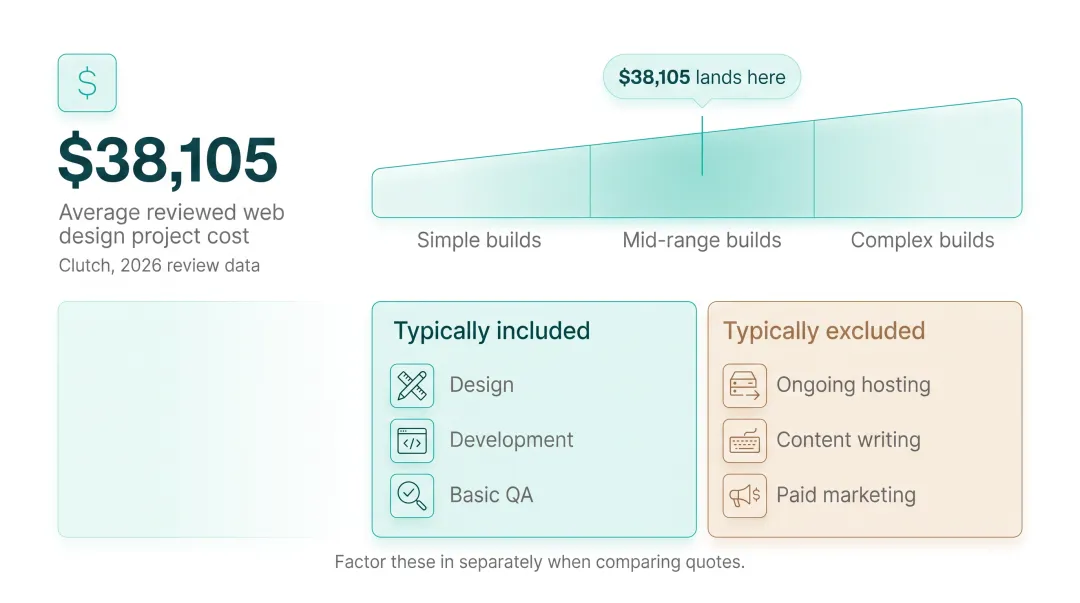 Three-tier web design agency pricing comparison chart with cost ranges