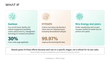 Design agency portfolio showcasing climate tech rebrand case study work