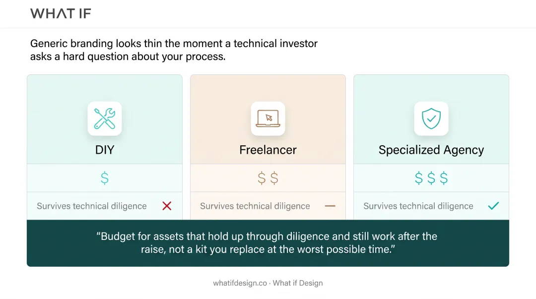 DIY versus freelancer versus specialized agency branding route comparison chart