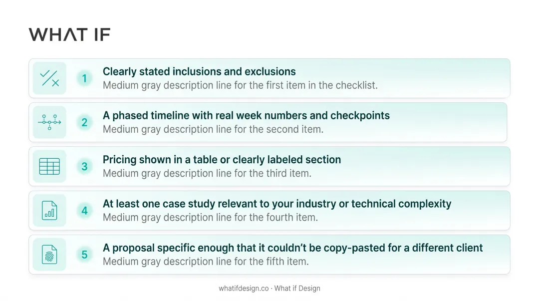 Red flags versus green flags checklist for evaluating UX proposals