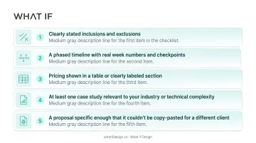 Red flags versus green flags checklist for evaluating UX proposals