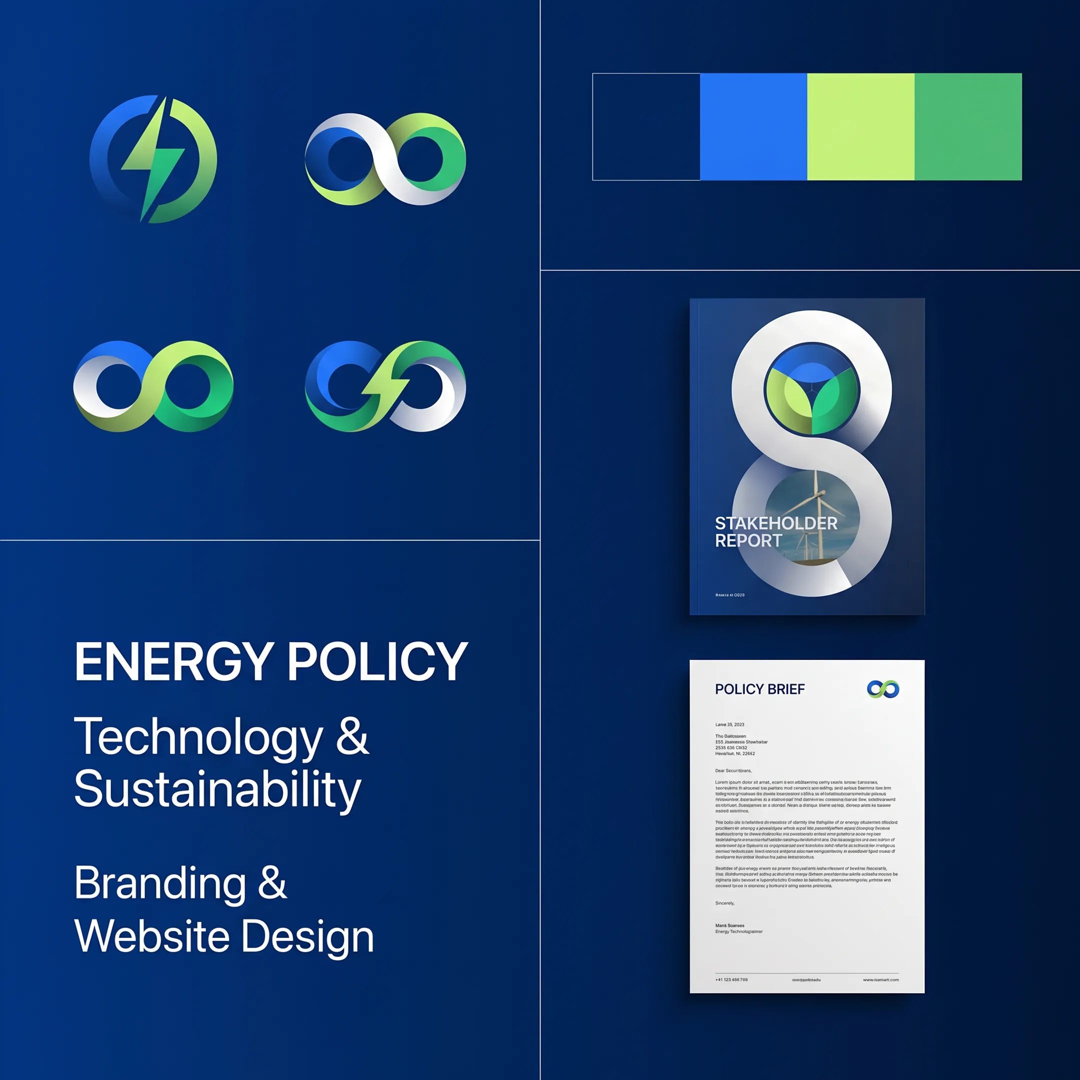 Brand identity concepts for an energy and policy company