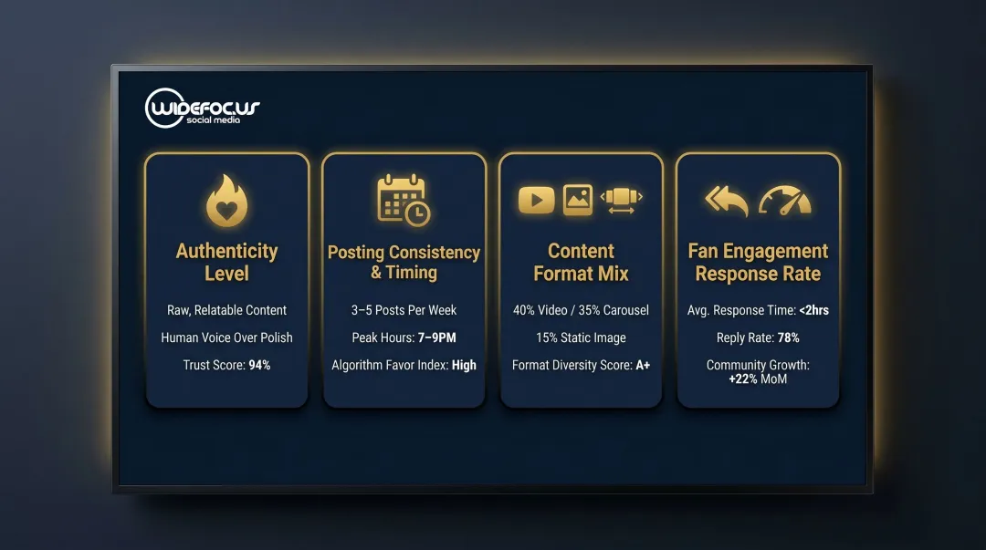 Four key variables driving athlete social media community growth comparison infographic
