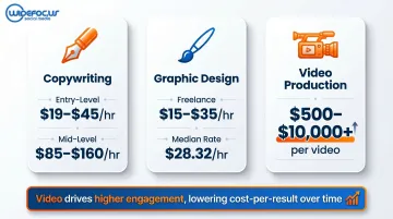Social media ad content creation cost breakdown by type and skill level