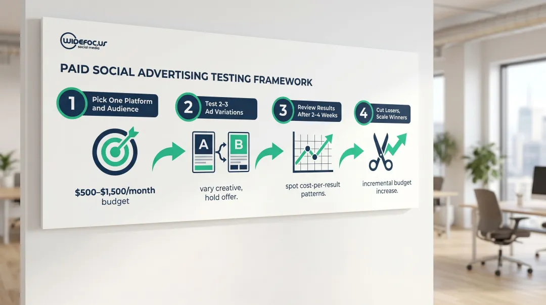 4-step test and scale social media ad budget framework process flow