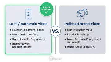 B2B video ad performance comparison lo-fi versus polished production engagement rates