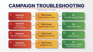 Four-scenario paid social campaign diagnostic troubleshooting guide for martial arts schools