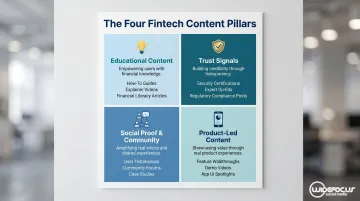 Four fintech content pillars framework educational trust social proof product-led