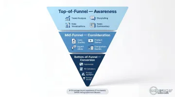B2B content funnel mapping top mid and bottom of funnel content types