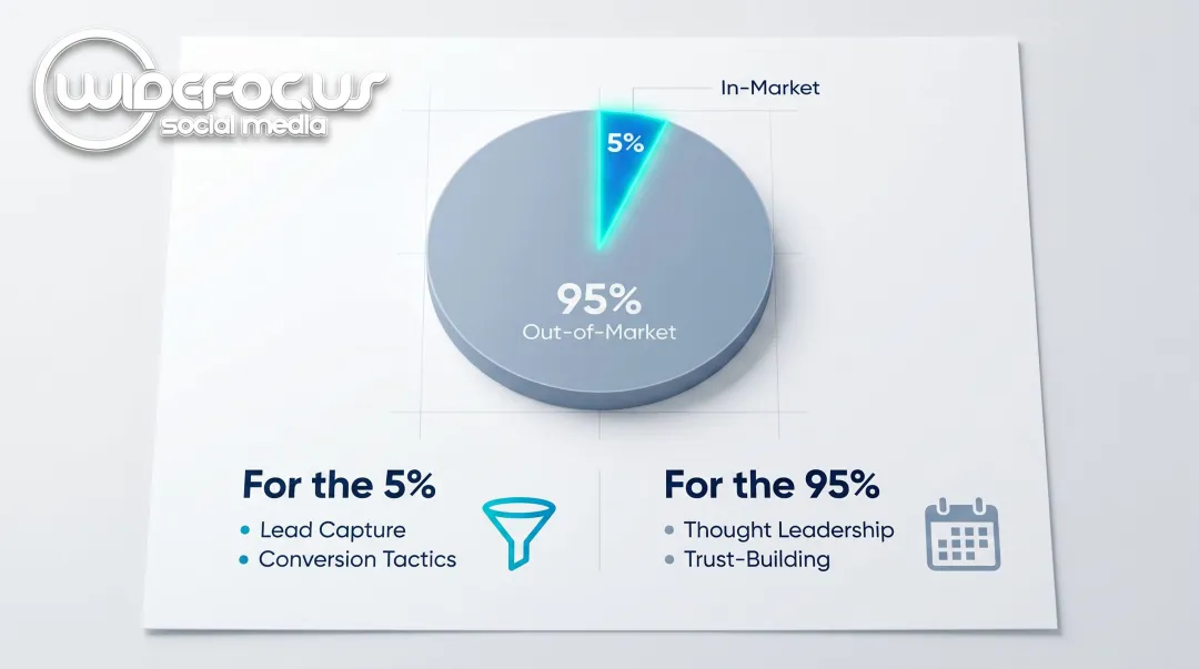 95-5 B2B buying principle showing in-market versus out-of-market audience split