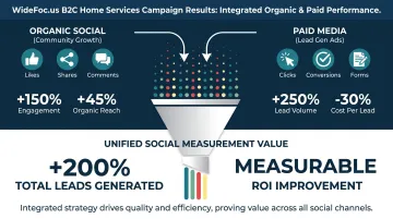 WideFoc.us integrated social media strategy results showing form fills and qualified lead growth